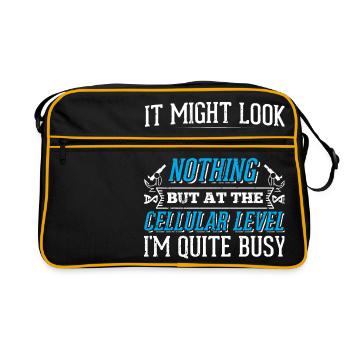 Funny Biology Shirt It Might Look - Retro Tasche - Schwarz/Gold - Vorne