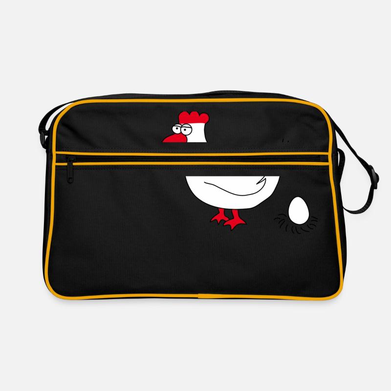 Huhn - Retro Tasche - Schwarz/Gold