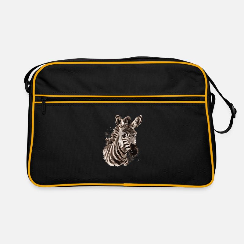 Zebra Afrika Tier - Retro Tasche - Schwarz/Gold