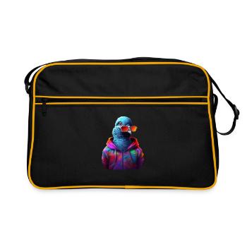 Colombe avec lunettes de soleil Coloré Cool Doves Oiseau - Sac Retro - noir/or - Devant