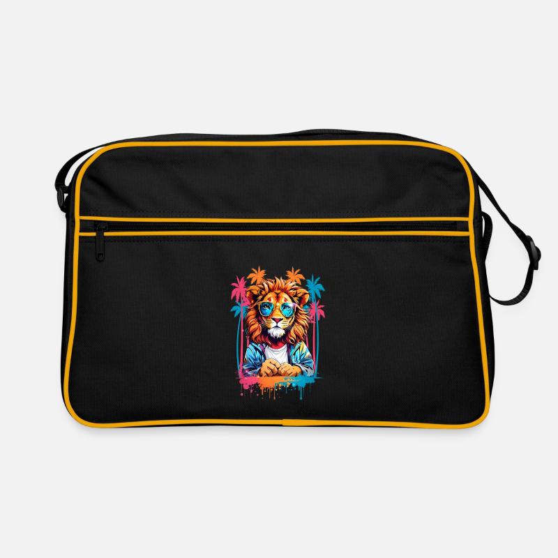 Coole Löwe - Retro Tasche - Schwarz/Gold