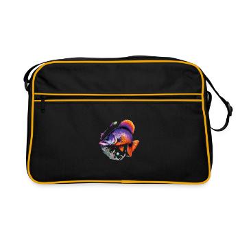 Tauchen Sie ein in die bunte Welt der tropischen Fische - Retro Tasche - Schwarz/Gold - Vorne