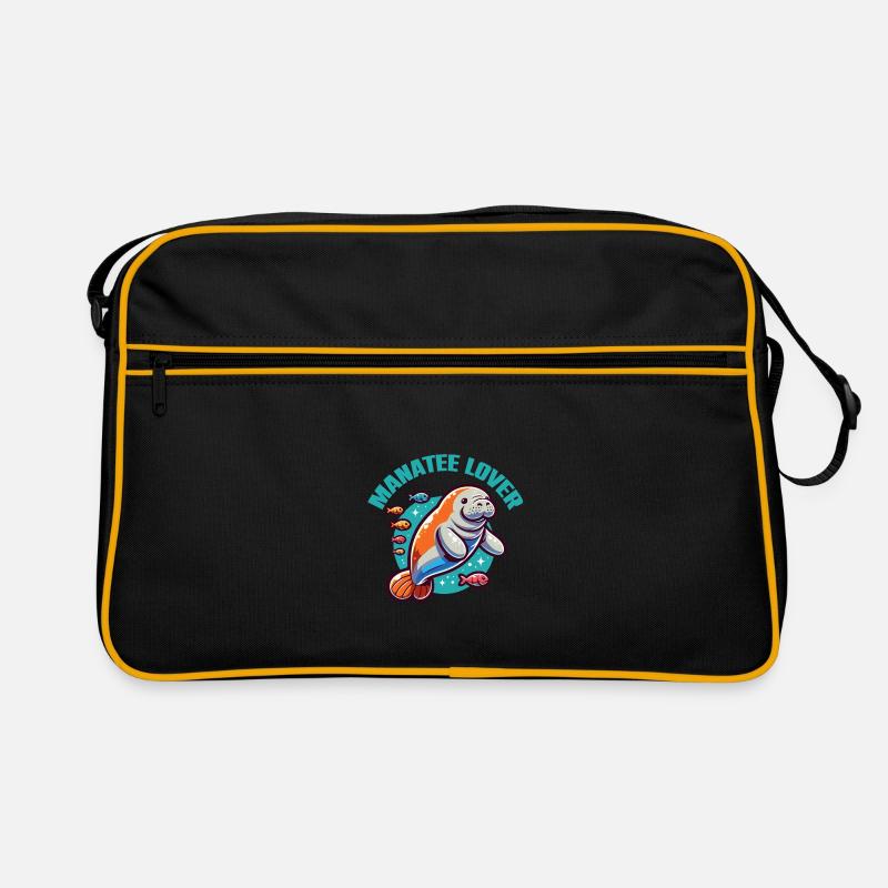 Lamantin avec beaucoup de poissons colorés Sac Retro