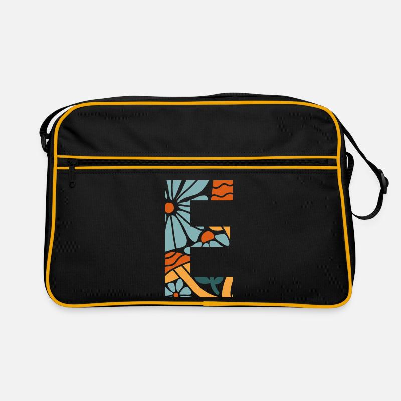 Buchstabe e Blumen groovy Geschenkidee Retro Tasche