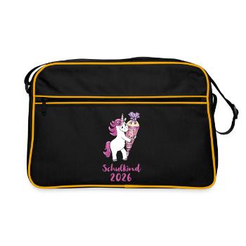 Enfant scolaire de licorne avec pomme de sucre en 2026 - Sac Retro - noir/or - Devant