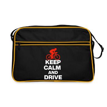 KEEP CALM AND RIDE! RENNRAD UND CYCLING GESCHENK w - Retro Tasche - Schwarz/Gold - Vorne
