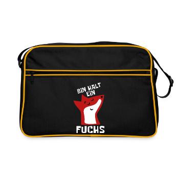Bin halt ein Fuchs - schlau und clever - Retro Tasche - Schwarz/Gold - Vorne