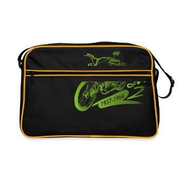 SR2 Simson schräg - Retro Tasche - Schwarz/Gold - Vorne
