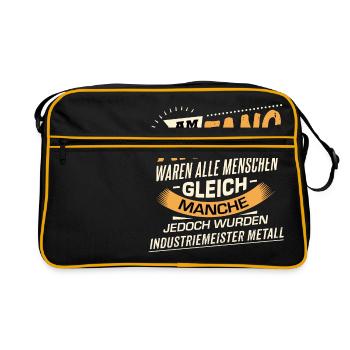 Am Anfang Industriemeister Metall RAHMENLOS Berufe - Retro Tasche - Schwarz/Gold - Vorne