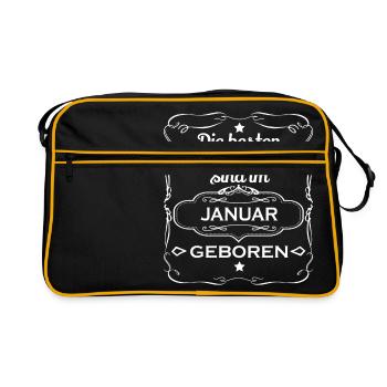 Die besten geboren Geschenk POLSTERER JANUAR - Retro Tasche - Schwarz/Gold - Vorne