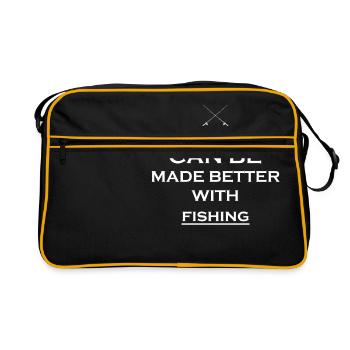 cadeau mauvais jour meilleur ange pêcheur à la ligne - Sac Retro - noir/or - Devant