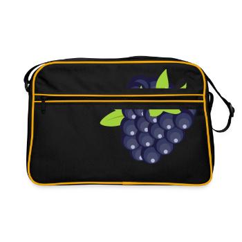 brombeere blackberry obst veggie gemuese fruits3 - Retro Tasche - Schwarz/Gold - Vorne