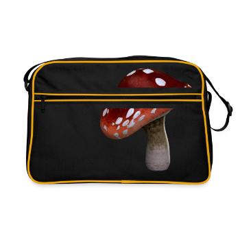 pilze mushrooms fungi veggie gemuese vegetables14 - Retro Tasche - Schwarz/Gold - Vorne