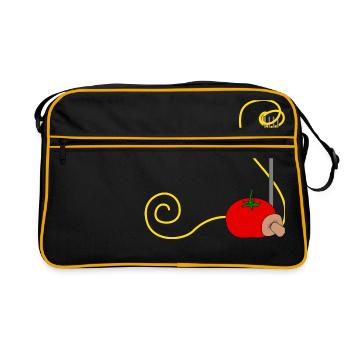 spaghetti pasta nudeln lasagne macaroni noodles24 - Retro Tasche - Schwarz/Gold - Vorne