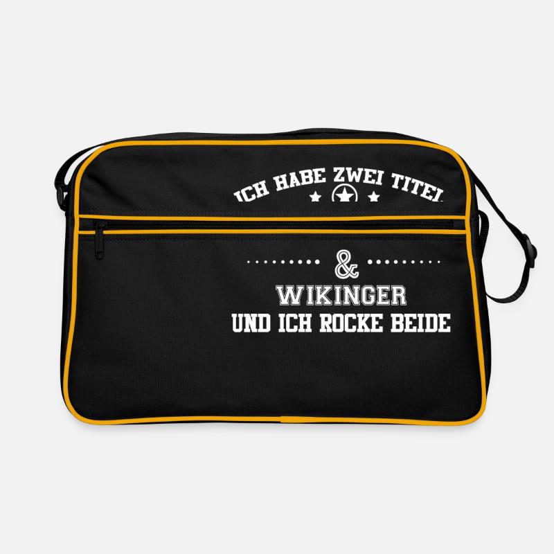 GESCHENK HABE TITEL BRUDER Wikinger - Retro Tasche - Schwarz/Gold