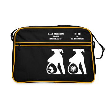 GESCHENK BABYBAUCH GEBOREN ALBANIEN - Retro Tasche - Schwarz/Gold - Vorne