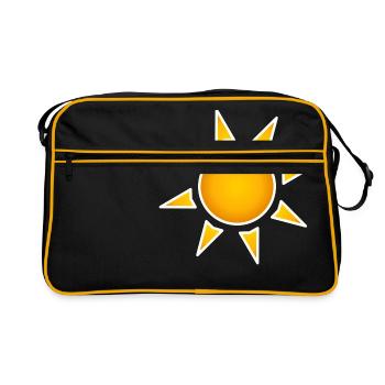 regenbogen sonne wolken wetter rainbow sun cloud50 - Retro Tasche - Schwarz/Gold - Vorne