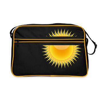 regenbogen sonne wolken wetter rainbow sun cloud50 - Retro Tasche - Schwarz/Gold - Vorne