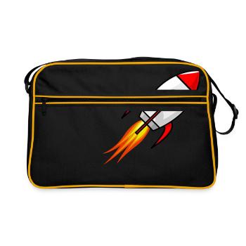 navette spatiale fusée fusée ufo lune vaisseau spatial - Sac Retro - noir/or - Devant
