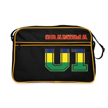 Oma Grandma queen 01 family Mauritius - Retro Tasche - Schwarz/Gold - Vorne