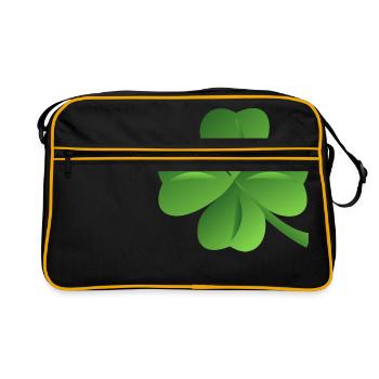 trèfle chance trèfle à quatre feuilles chance clover18 - Sac Retro - noir/or - Devant