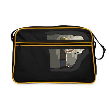 bergarbeiter miner bergwerk mine coal kohle17 - Retro Tasche - Schwarz/Gold - Vorne