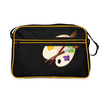 maler painter pinsel paint farbe artist color colo - Retro Tasche - Schwarz/Gold - Vorne