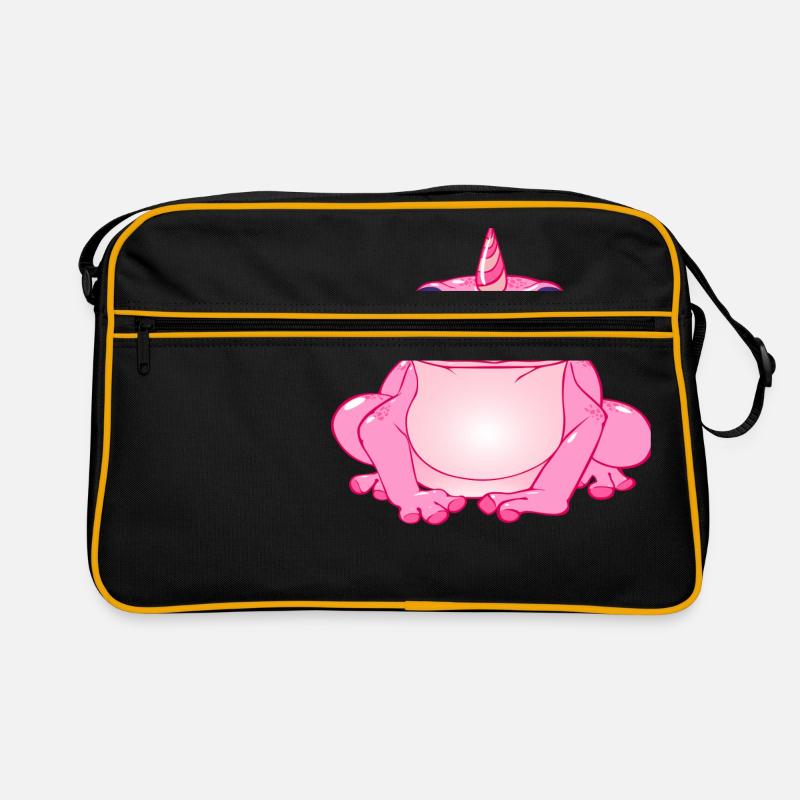 Frosch mit Horn - Retro Tasche - Schwarz/Gold
