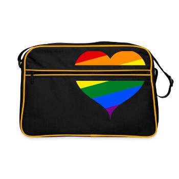 Das Regenbogen-Herz ;) - Retro Tasche - Schwarz/Gold - Vorne