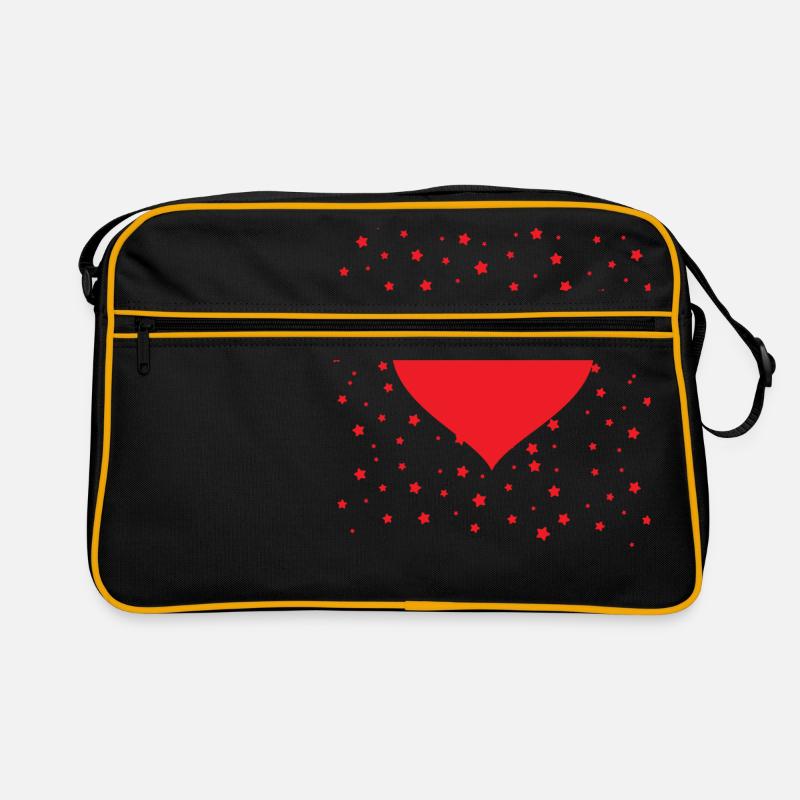 Rotes Herz mit kleinen Sternchen im Hintergrund Retro Tasche