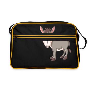 Lustiger Esel für Kinder - Retro Tasche - Schwarz/Gold - Vorne