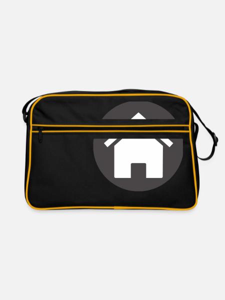 building house homes architektur haus gebaeude206 - Retro Tasche - Schwarz/Gold - Vorne