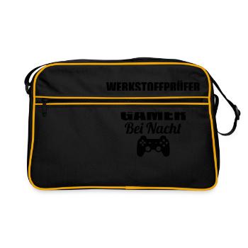 Zocken Am Tag Gamer nacht lol WERKSTOFFPRUeFER png - Retro Tasche - Schwarz/Gold - Vorne
