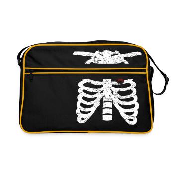 Heart skeleton heart love skull skull biker rock - Retro Bag - black/gold - Front