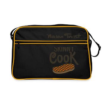 Vertraue keinem dünnen Koch - Geschenk - Retro Tasche - Schwarz/Gold - Vorne