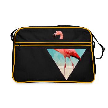 Pink Flamingo on the beach in Low Poly style - Retro Bag - black/gold - Front