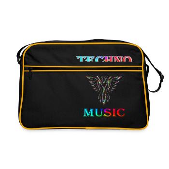 Techno Music - Retro Tasche - Schwarz/Gold - Vorne
