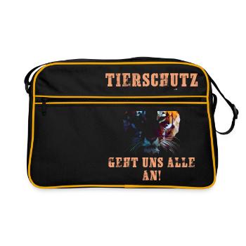 Tierschutz, Tierschützer, Umweltaktivist, Veganer - Retro Tasche - Schwarz/Gold - Vorne