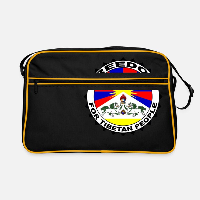 Free Tibet - Retro Tasche - Schwarz/Gold