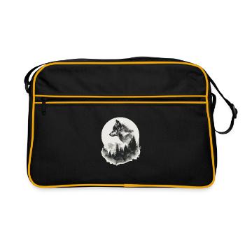 Wolf Wild Wolves Wilderness Howling - Retro Bag - black/gold - Front