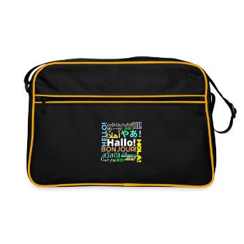 Hello, Hello, Bonjour, Hola, Buenos dias - Retro Bag - black/gold - Front