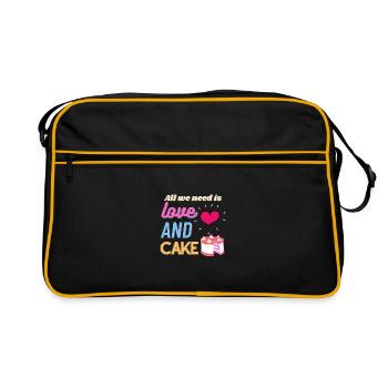 Tout ce dont nous avons besoin, c’est d’amour et de gâteau - Sac Retro - noir/or - Devant