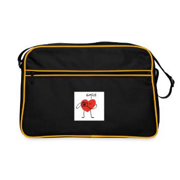 Coeur avec caméra dessin animé - Sac Retro - noir/or - Devant