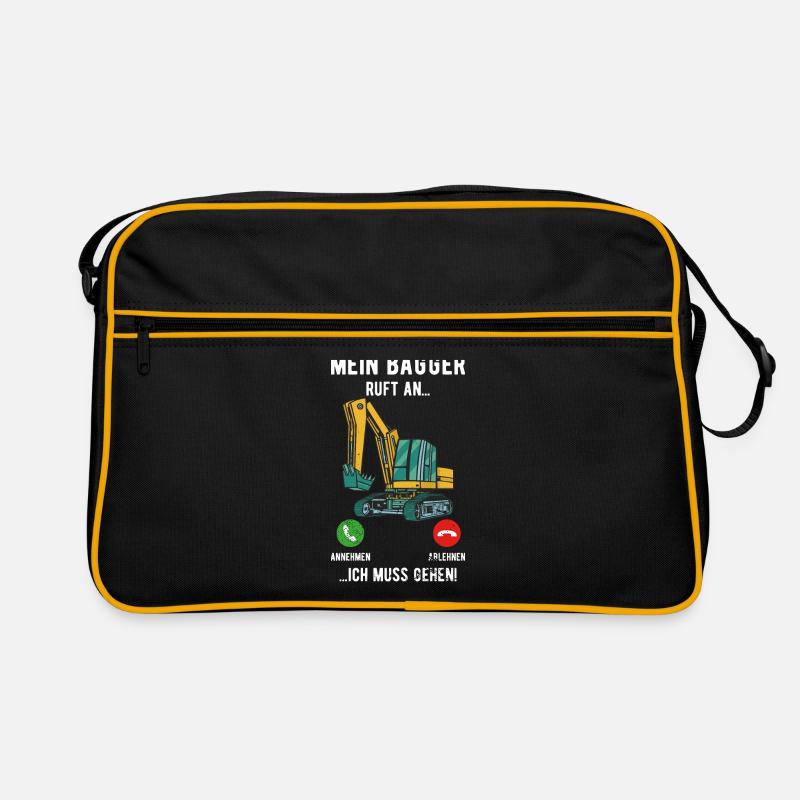 Mein bagger ruft an ich muss gehen Baggerfahrer - Retro Tasche - Schwarz/Gold
