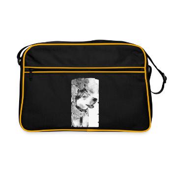 Husky Chien Noir Blanc - Sac Retro - noir/or - Devant