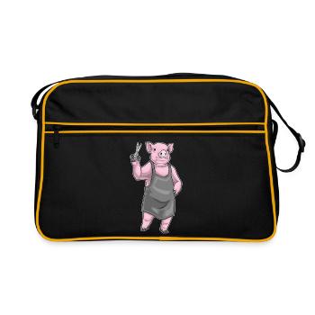 Ciseaux de coiffeur en forme de cochon - Sac Retro - noir/or - Devant