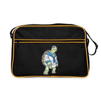 tortue marin casquette de marin - Sac Retro - noir/or - Devant