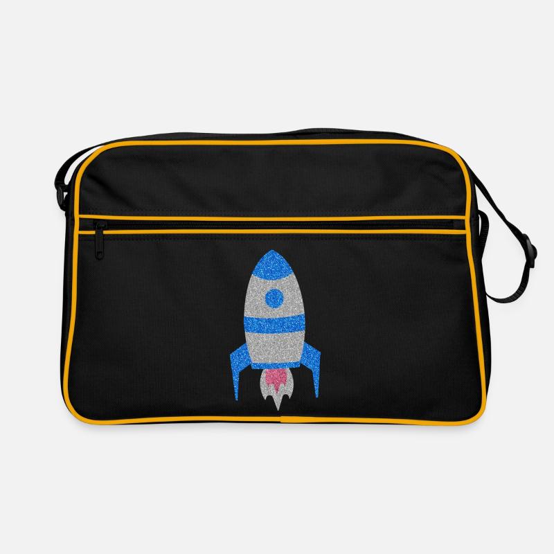 Blue Silver Glitter Space Rocket Retro Bag