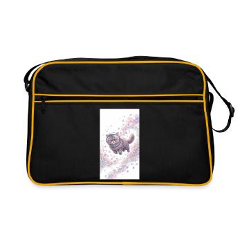 Chat de l’espace dans la magie des fleurs - Sac Retro - noir/or - Devant