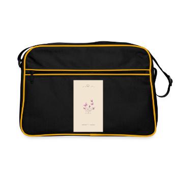 Pink Watercolor Blossom Bouquet - Retro Tasche - Schwarz/Gold - Vorne